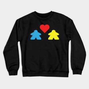 Yellow And Blue Meeple Couple Board Game Valentine's Day Crewneck Sweatshirt